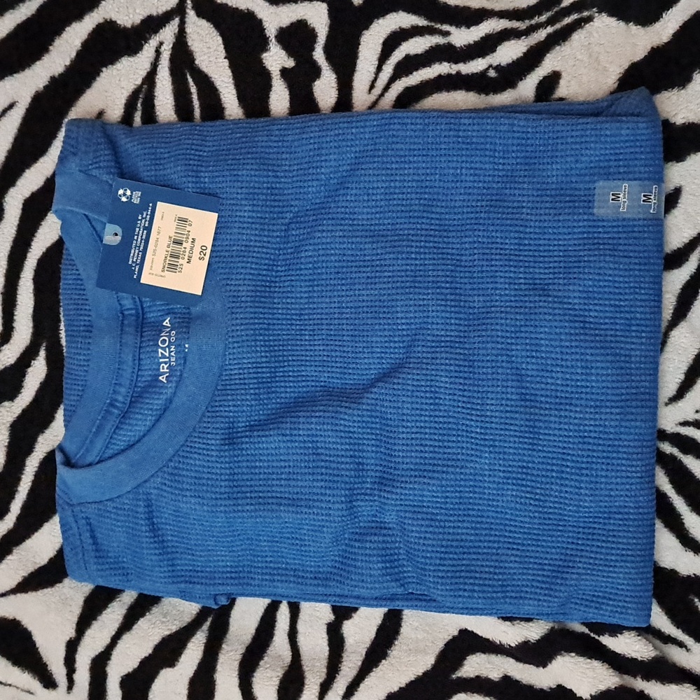 Arizona Jean Company Snorkel Blue Waffle Knit Long Sleeve Shirt